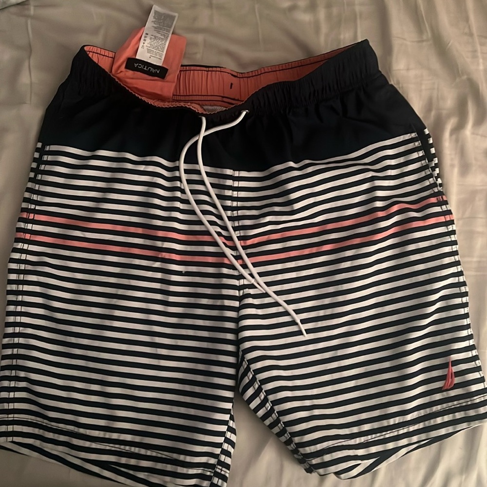 Mens stripped and lined swimming trunks